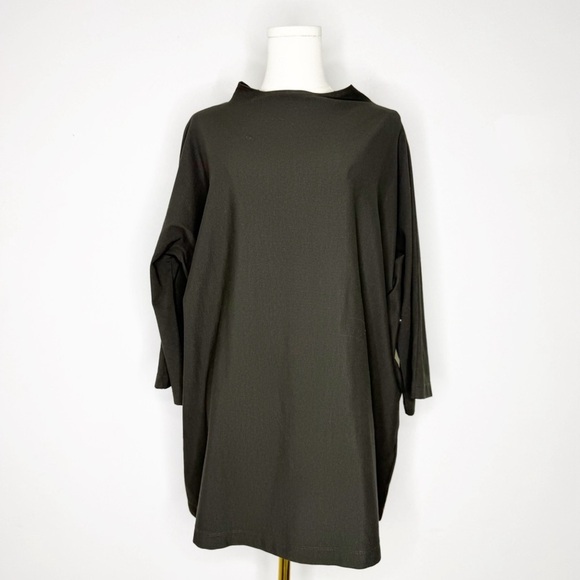 Bryn Walker Oversized Blouse Size Large Greenish Brown Italian Fabric - Picture 1 of 7
